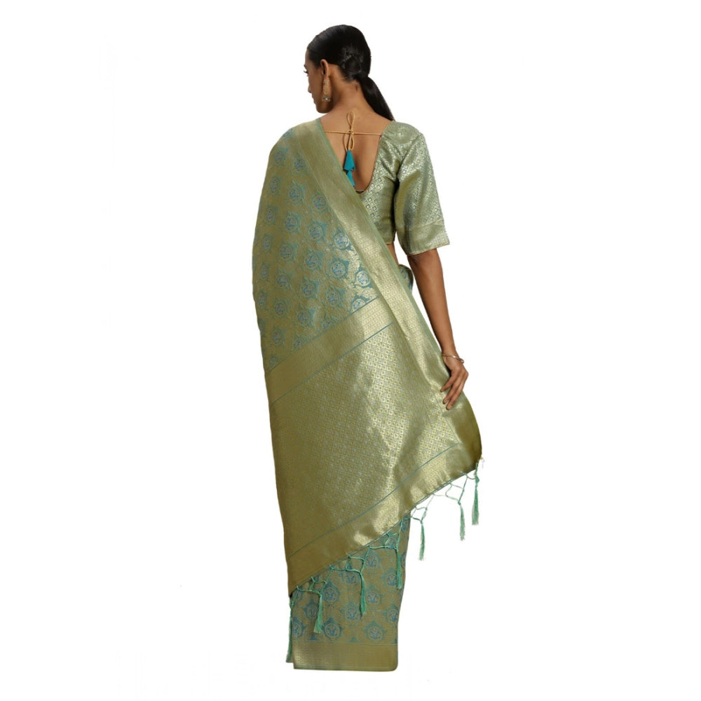 Sky Blue banarasi silk saree for women — pallu detail