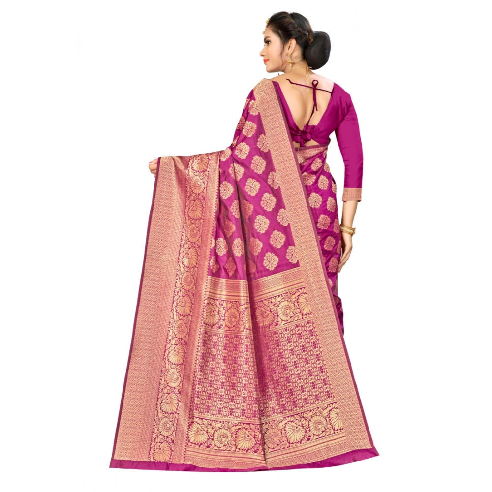 Wine banarasi silk saree for women — pallu detail