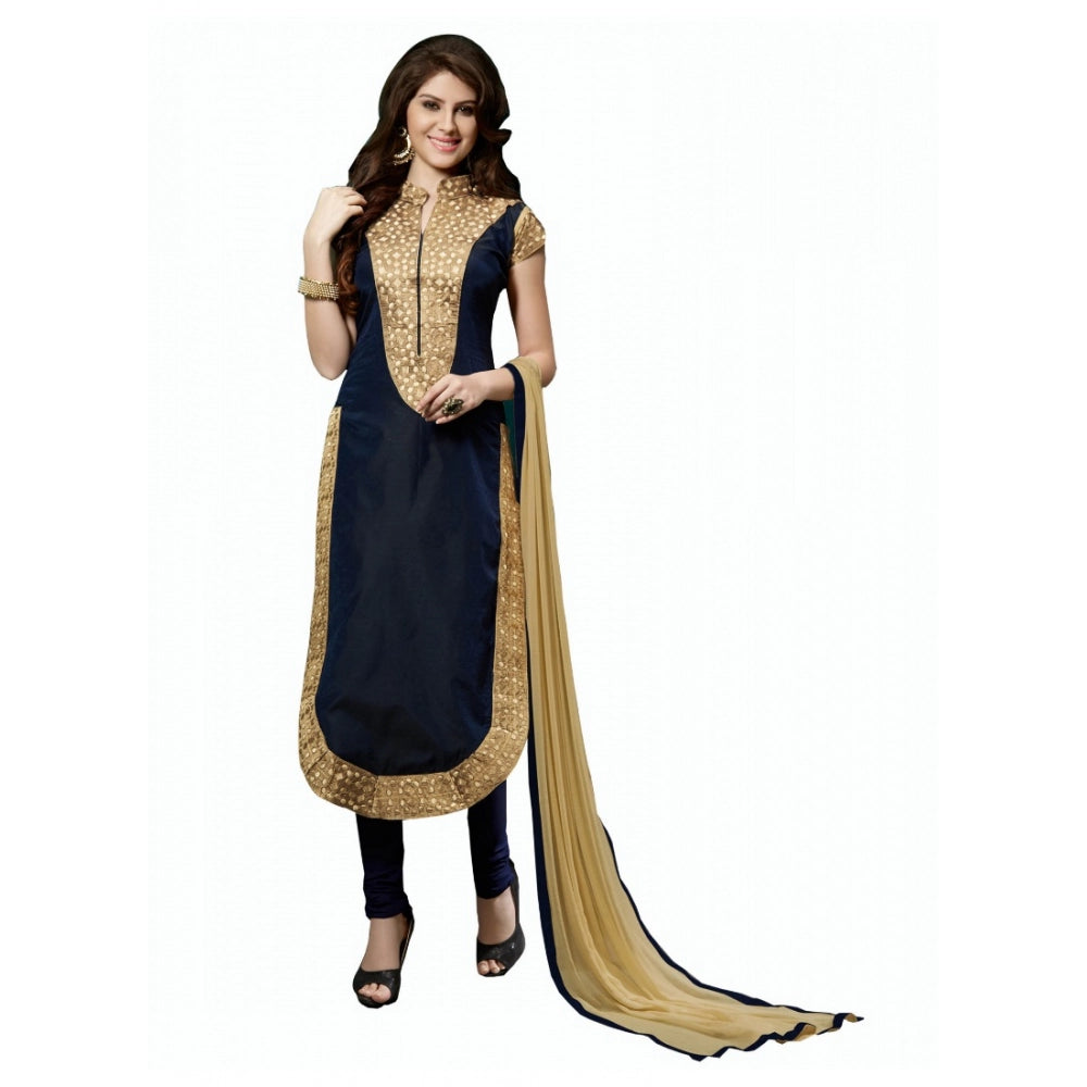 Black chanderi unstitched salwar suit material — full set view