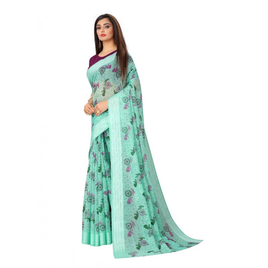 Women's Cotton Saree (Cgreen,5-6Mtrs)
