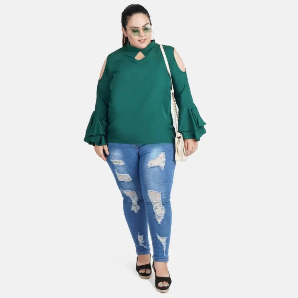 Green crepe top for women — styled view