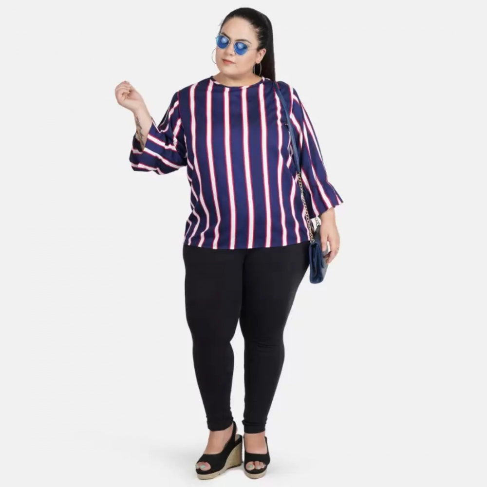 Blue crepe top for women — styled view