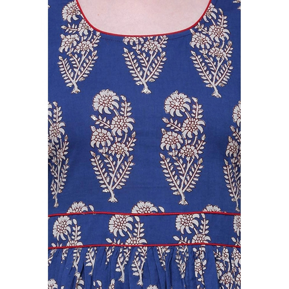 Blue cotton anarkali kurti for women — styled view