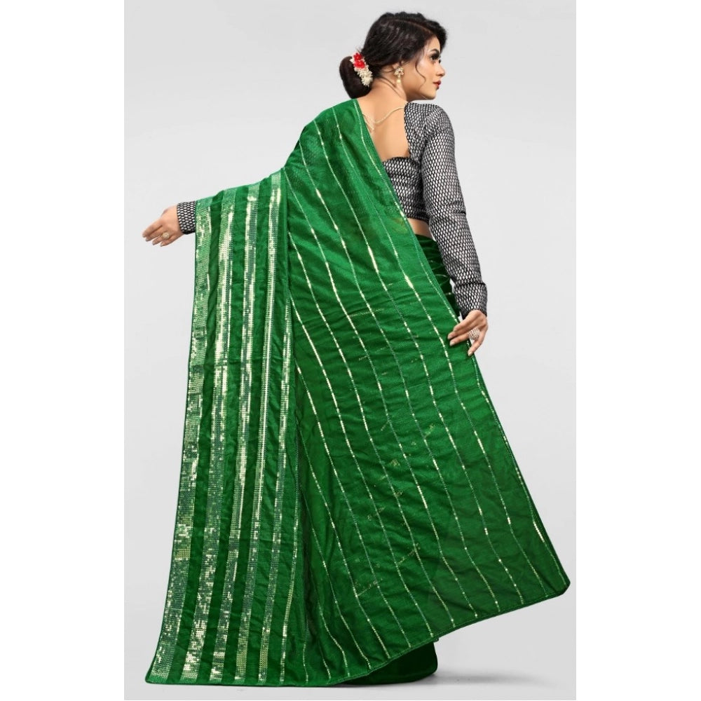 Green vichitra saree for women — pallu detail