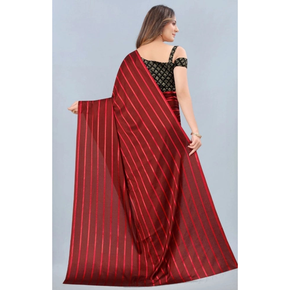 Red satin silk saree for women — pallu detail