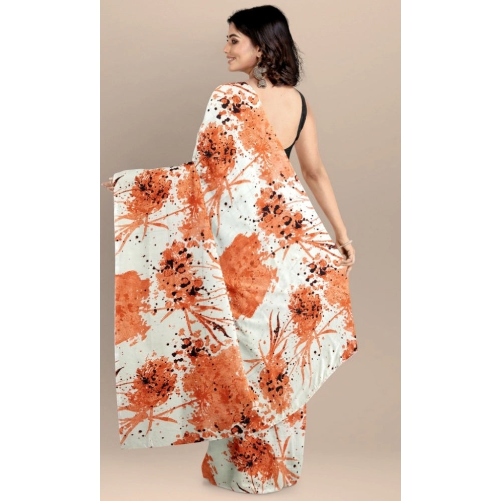 Orange joya silk saree for women — pallu detail