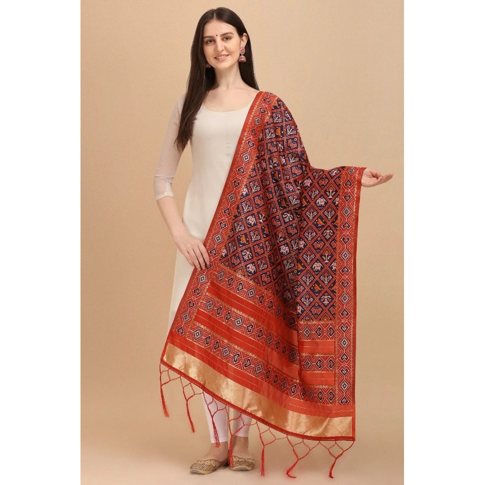 Women's Silk Pure Zari weaving Duppatta (Purple, Length: 2-2.3 Mtrs)