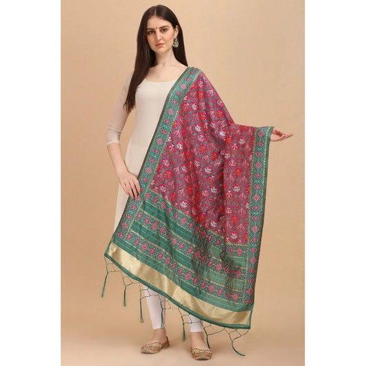 Women's Silk Pure Zari weaving Duppatta (Purple, Length: 2-2.3 Mtrs)