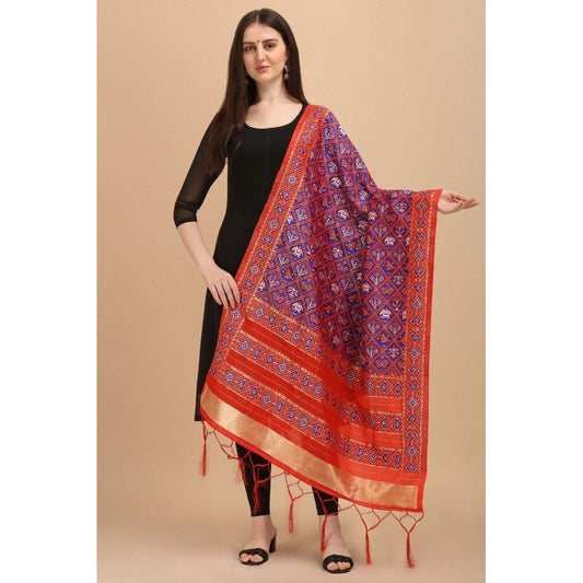 Women's Silk Pure Zari weaving Duppatta (Purple, Length: 2-2.3 Mtrs)