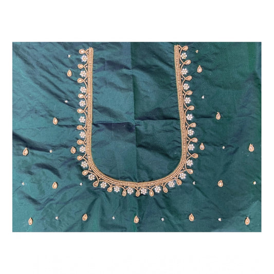 Women's Cotton Silk Self Design Unstitched Blouse Piece (Green, 80-100 cm)