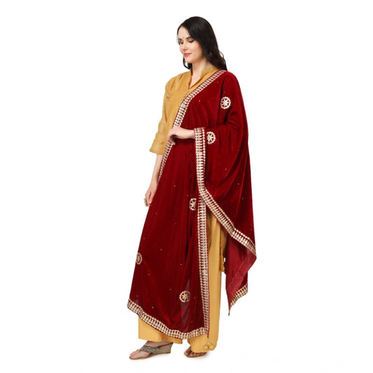Women's Velvet Gotta Patti Dupatta (Maroon, Length: 2.25 to 2.50 Mtr)