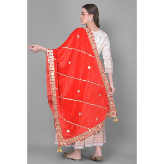 Women's Velvet Gotta Patti Dupatta (Red, Length: 2.25 to 2.50 Mtr)