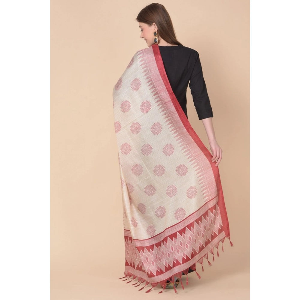 Women's Art Silk Printed Dupatta (Maroon, Length: 2.25 to 2.50 Mtr)