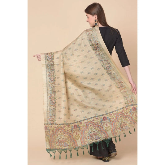 Women's Art Silk Printed Dupatta (Gold, Length: 2.25 to 2.50 Mtr)