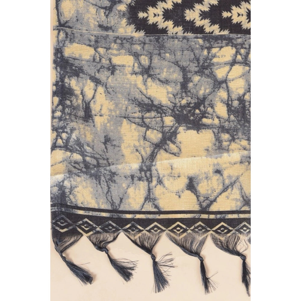 Women's Art Silk Printed Dupatta (Black, Length: 2.25 to 2.50 Mtr)