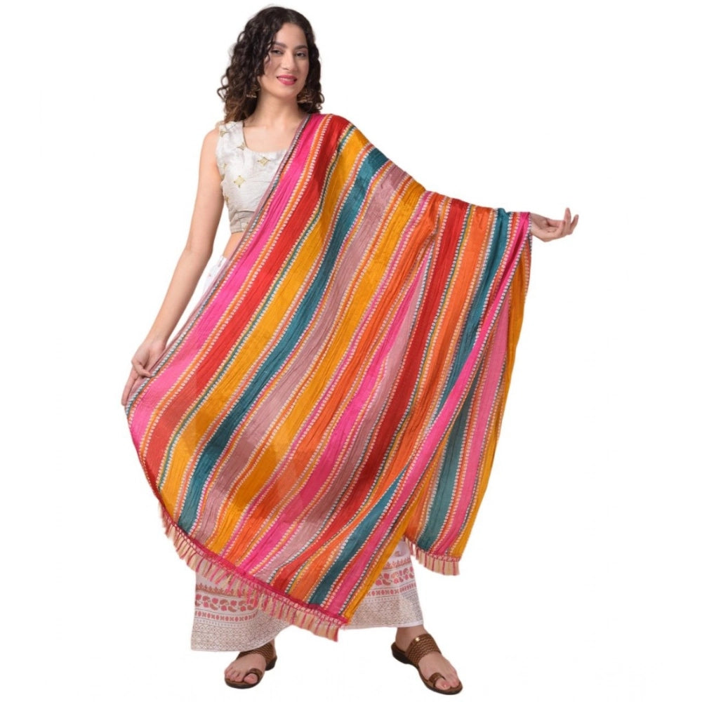 Women's Chanderi Printed Dupatta (Multicolor, Length: 2.25 to 2.50 Mtr)
