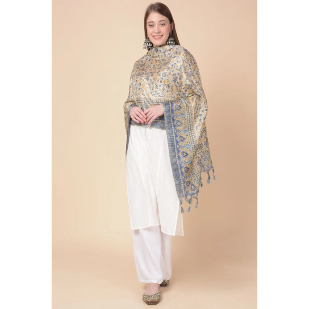 Women's Art Silk Printed Dupatta (Grey, Length: 2.25 to 2.50 Mtr)