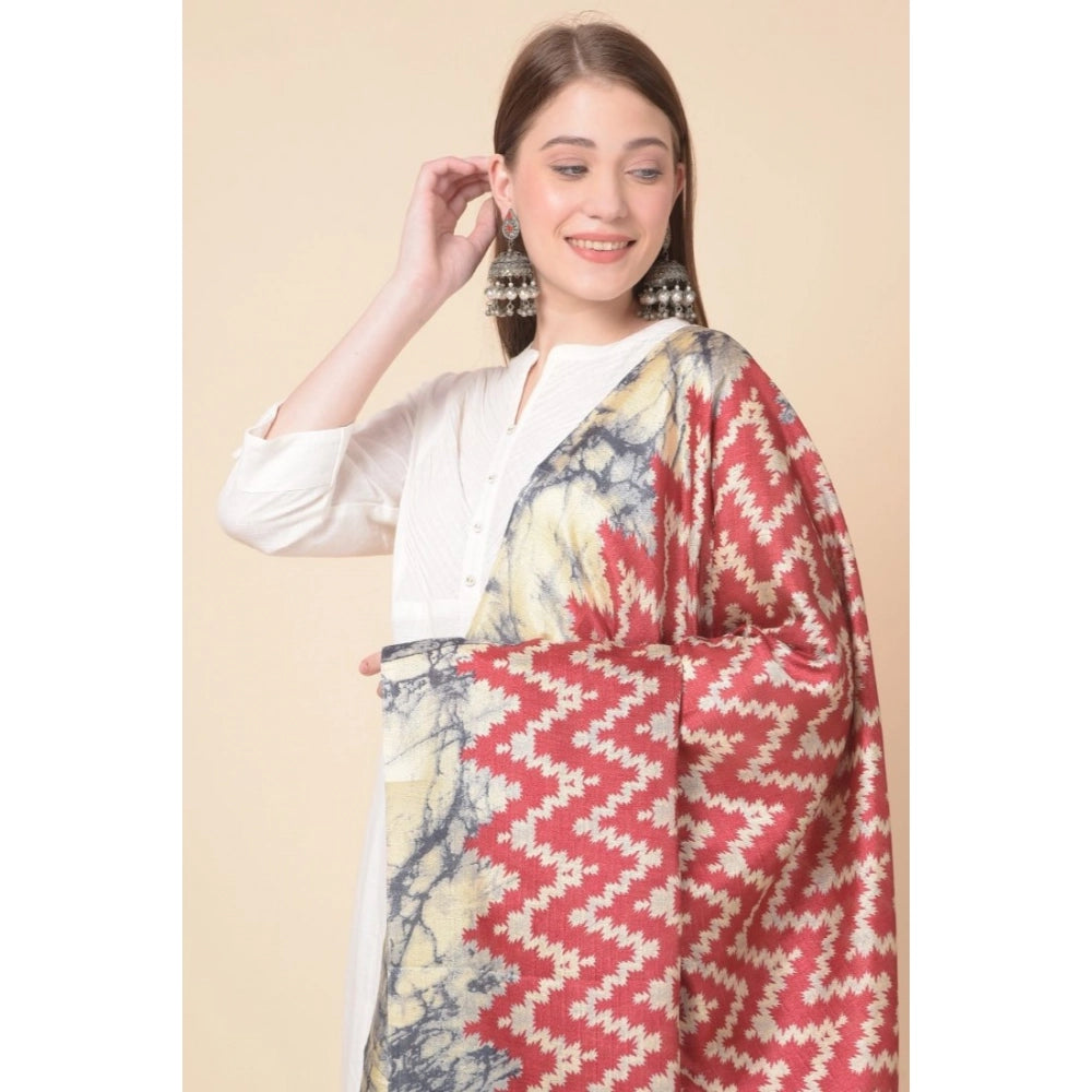 Women's Art Silk Printed Dupatta (Maroon, Length: 2.25 to 2.50 Mtr)
