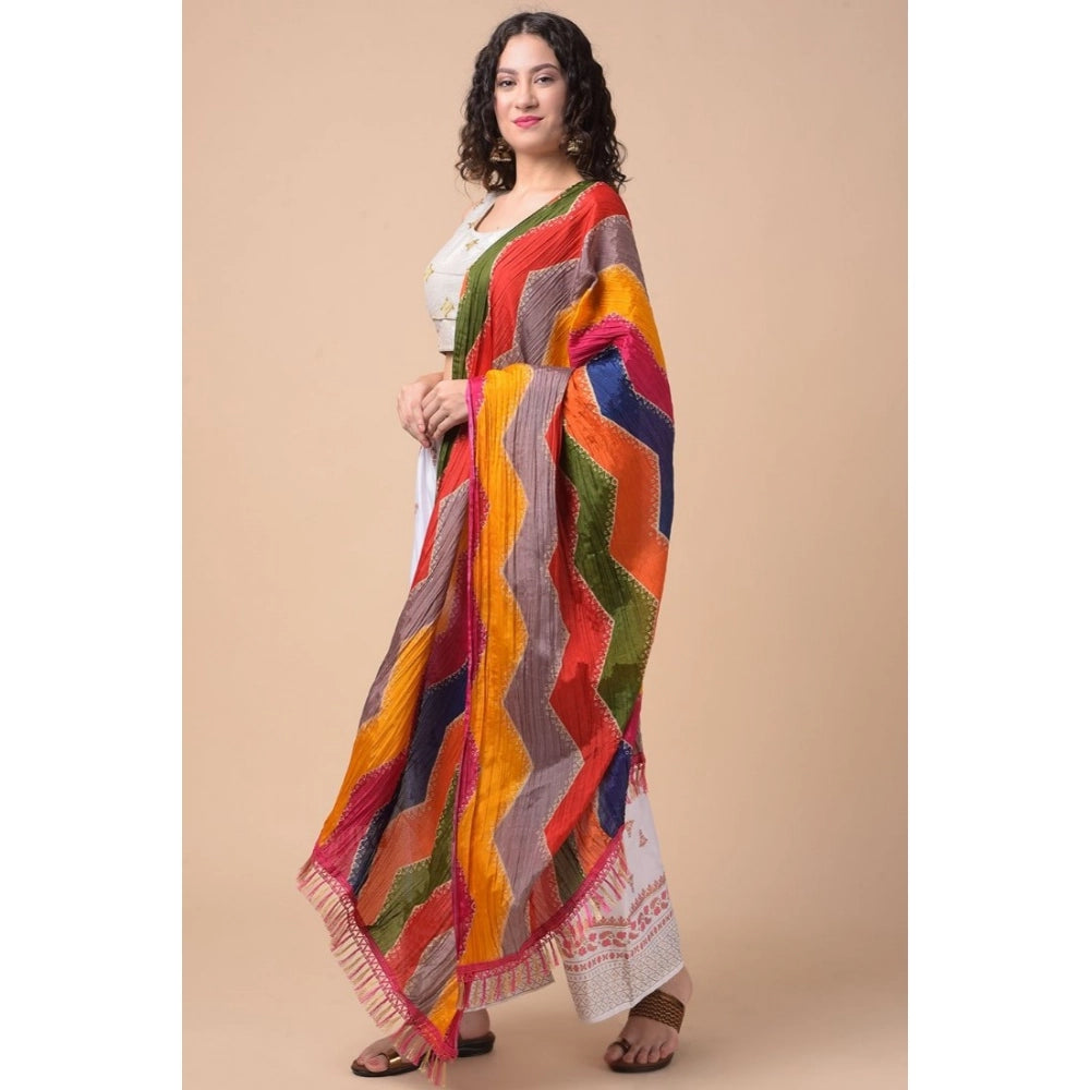 Women's Chanderi Printed Dupatta (Multicolor, Length: 2.25 to 2.50 Mtr)
