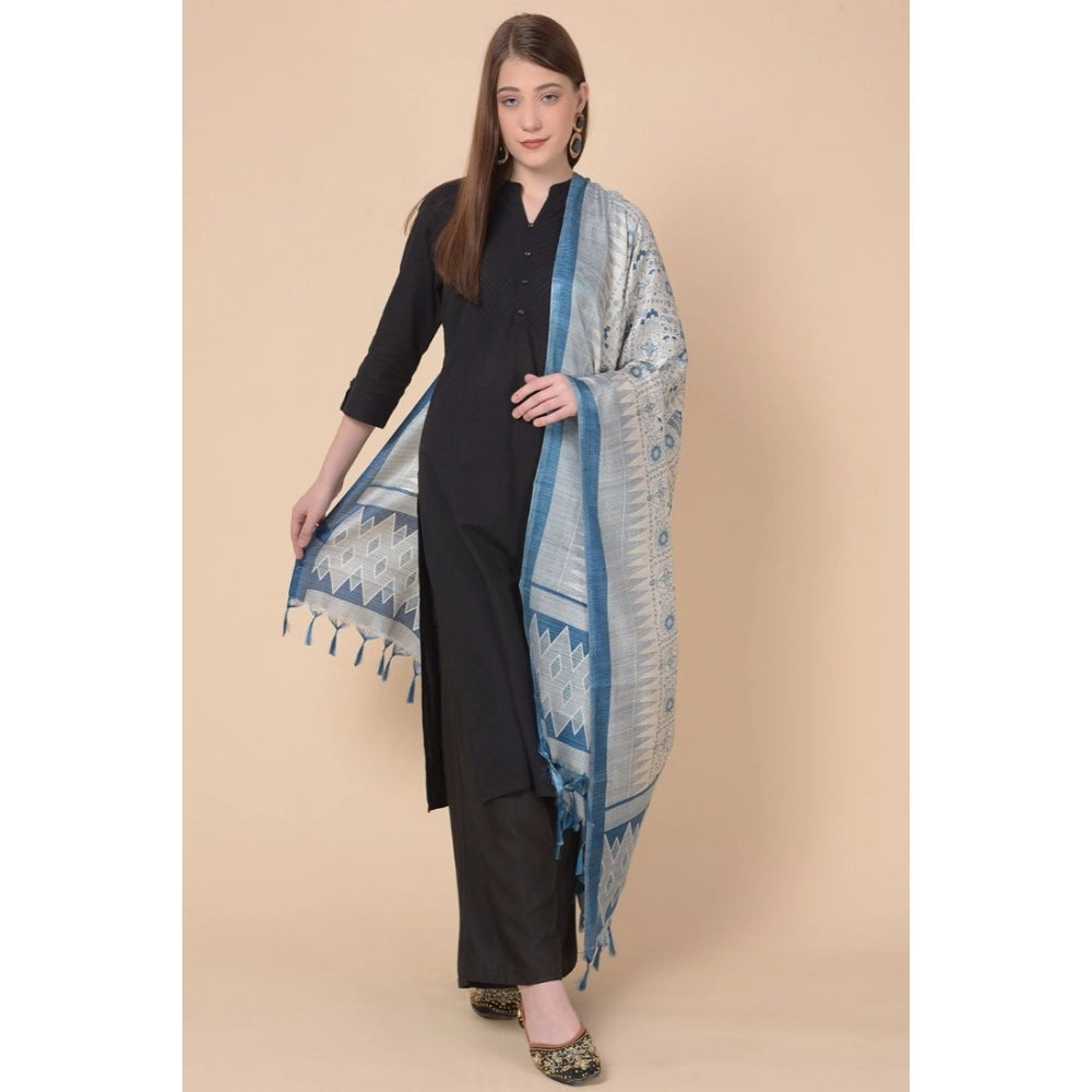 Women's Art Silk Printed Dupatta (Turquoise, Length: 2.25 to 2.50 Mtr)