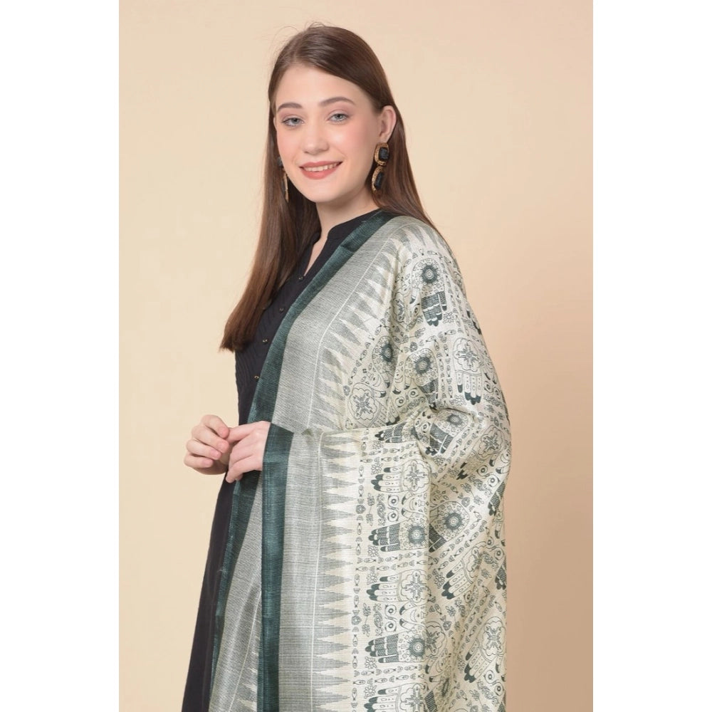Women's Art Silk Printed Dupatta (Grey, Length: 2.25 to 2.50 Mtr)