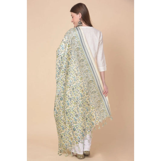Women's Art Silk Printed Dupatta (Off White, Length: 2.25 to 2.50 Mtr)