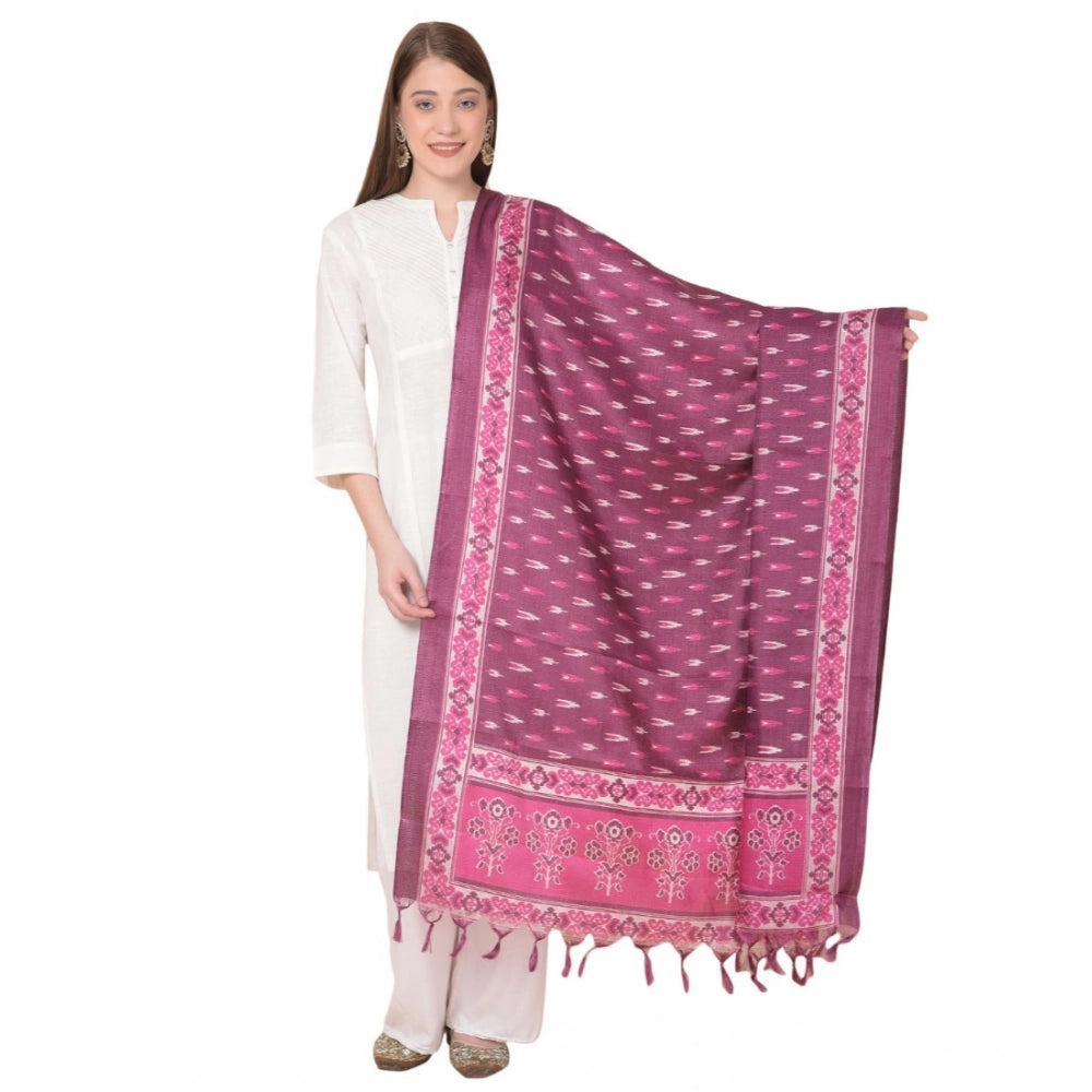 Women's Art Silk Printed Dupatta (Purple, Length: 2.25 to 2.50 Mtr)