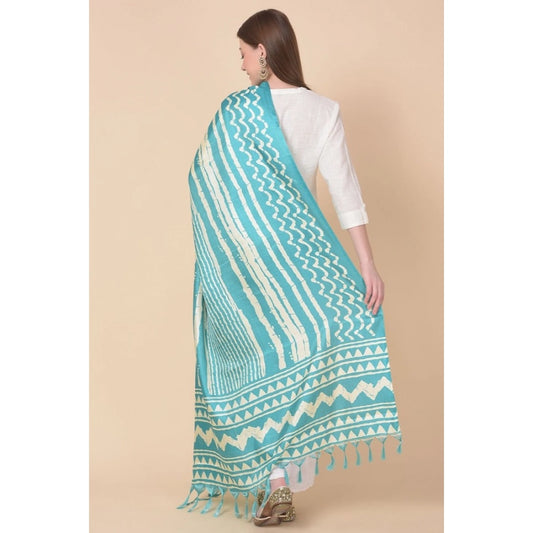 Women's Art Silk Printed Dupatta (Turquoise, Length: 2.25 to 2.50 Mtr)