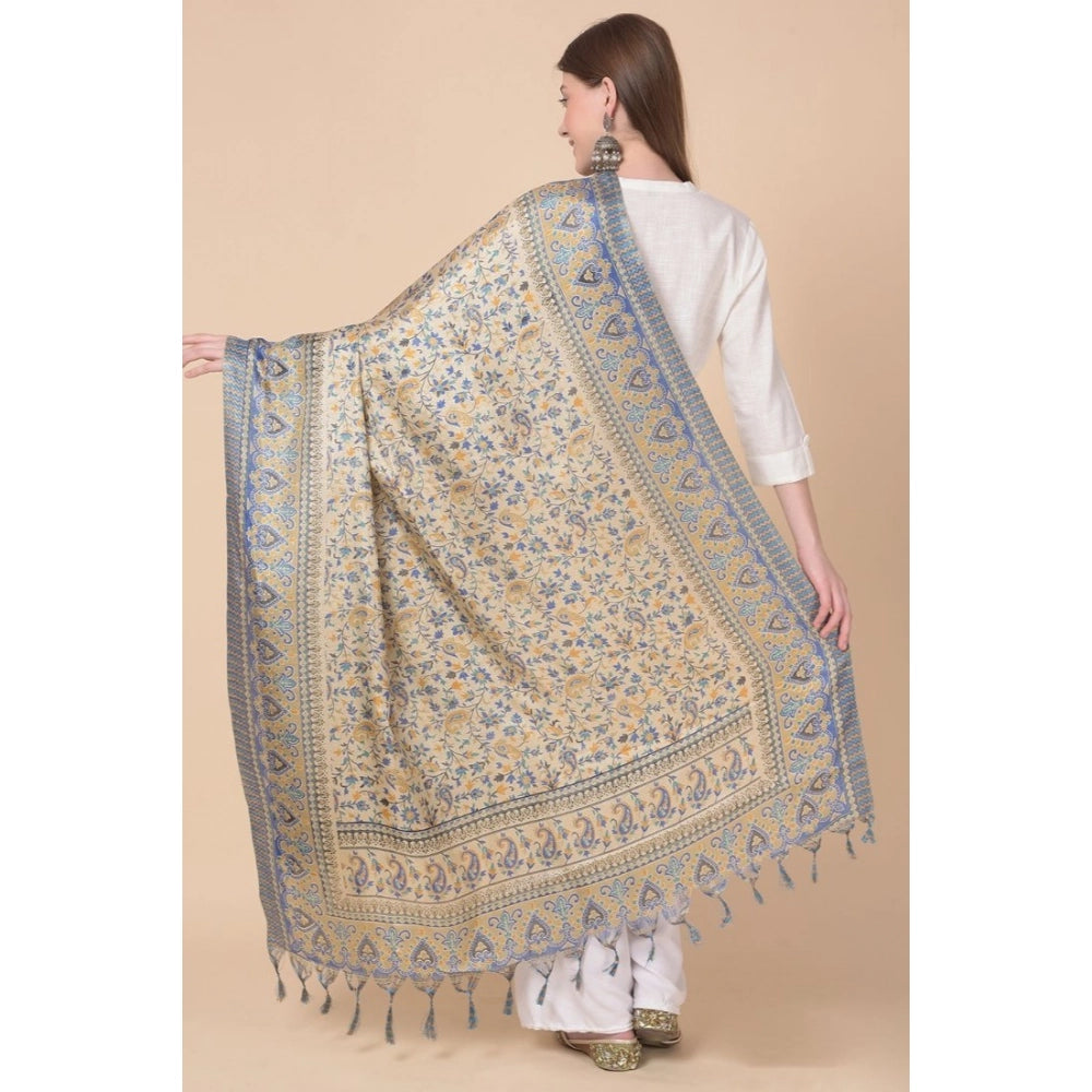 Women's Art Silk Printed Dupatta (Grey, Length: 2.25 to 2.50 Mtr)