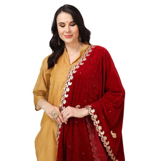 Women's Velvet Gotta Patti Dupatta (Maroon, Length: 2.25 to 2.50 Mtr)