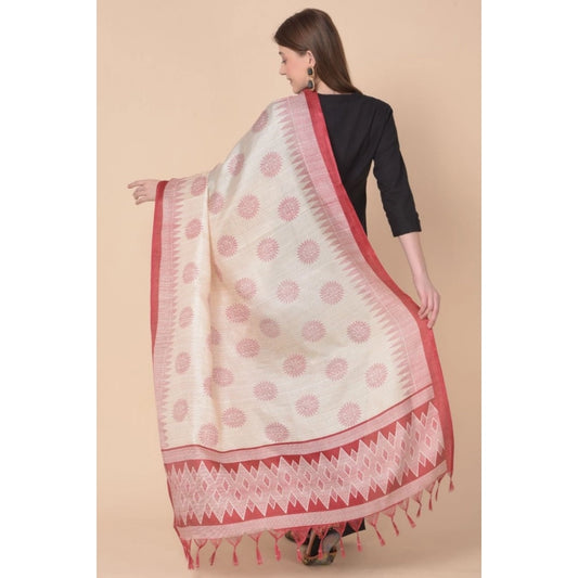 Women's Art Silk Printed Dupatta (Maroon, Length: 2.25 to 2.50 Mtr)