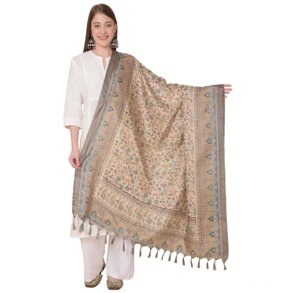 Women's Art Silk Printed Dupatta (Light Brown, Length: 2.25 to 2.50 Mtr)