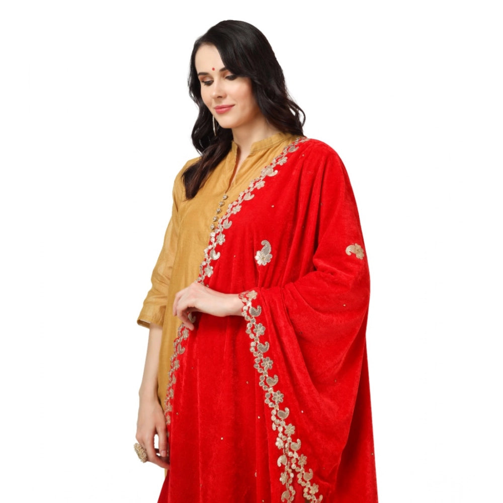 Women's Velvet Gotta Patti Dupatta (Red, Length: 2.25 to 2.50 Mtr)