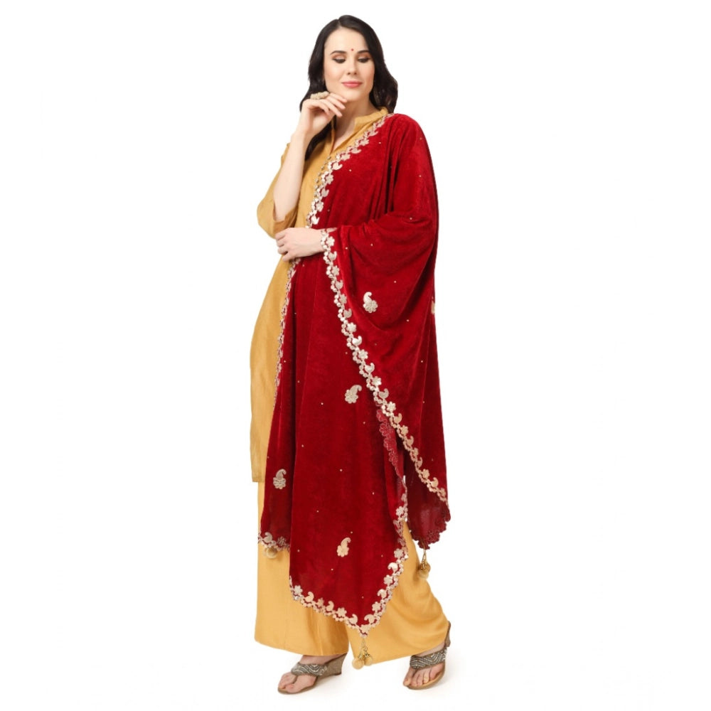 Women's Velvet Gotta Patti Dupatta (Maroon, Length: 2.25 to 2.50 Mtr)