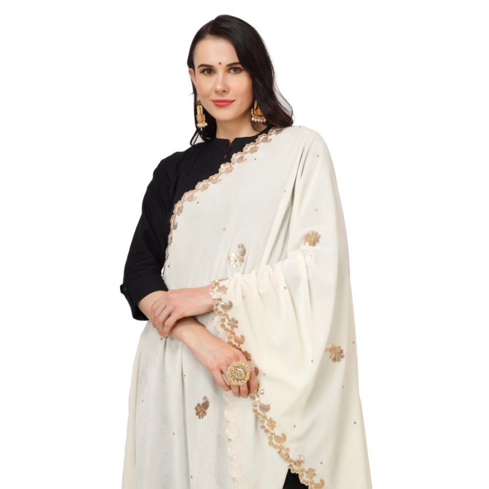 Women's Velvet Gotta Patti Dupatta (Off White, Length: 2.25 to 2.50 Mtr)