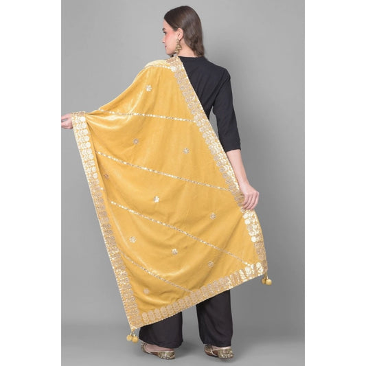Women's Velvet Gotta Patti Dupatta (Gold, Length: 2.25 to 2.50 Mtr)