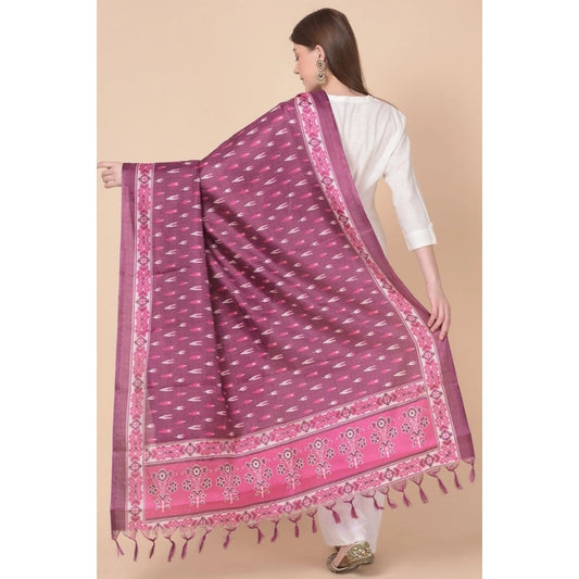 Women's Art Silk Printed Dupatta (Purple, Length: 2.25 to 2.50 Mtr)