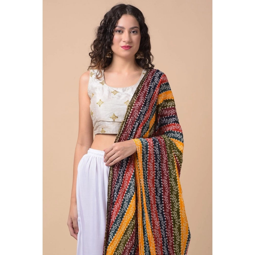 Women's Chanderi Printed Dupatta (Multicolor, Length: 2.25 to 2.50 Mtr)