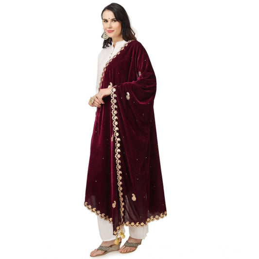Women's Velvet Gotta Patti Dupatta (Purple, Length: 2.25 to 2.50 Mtr)