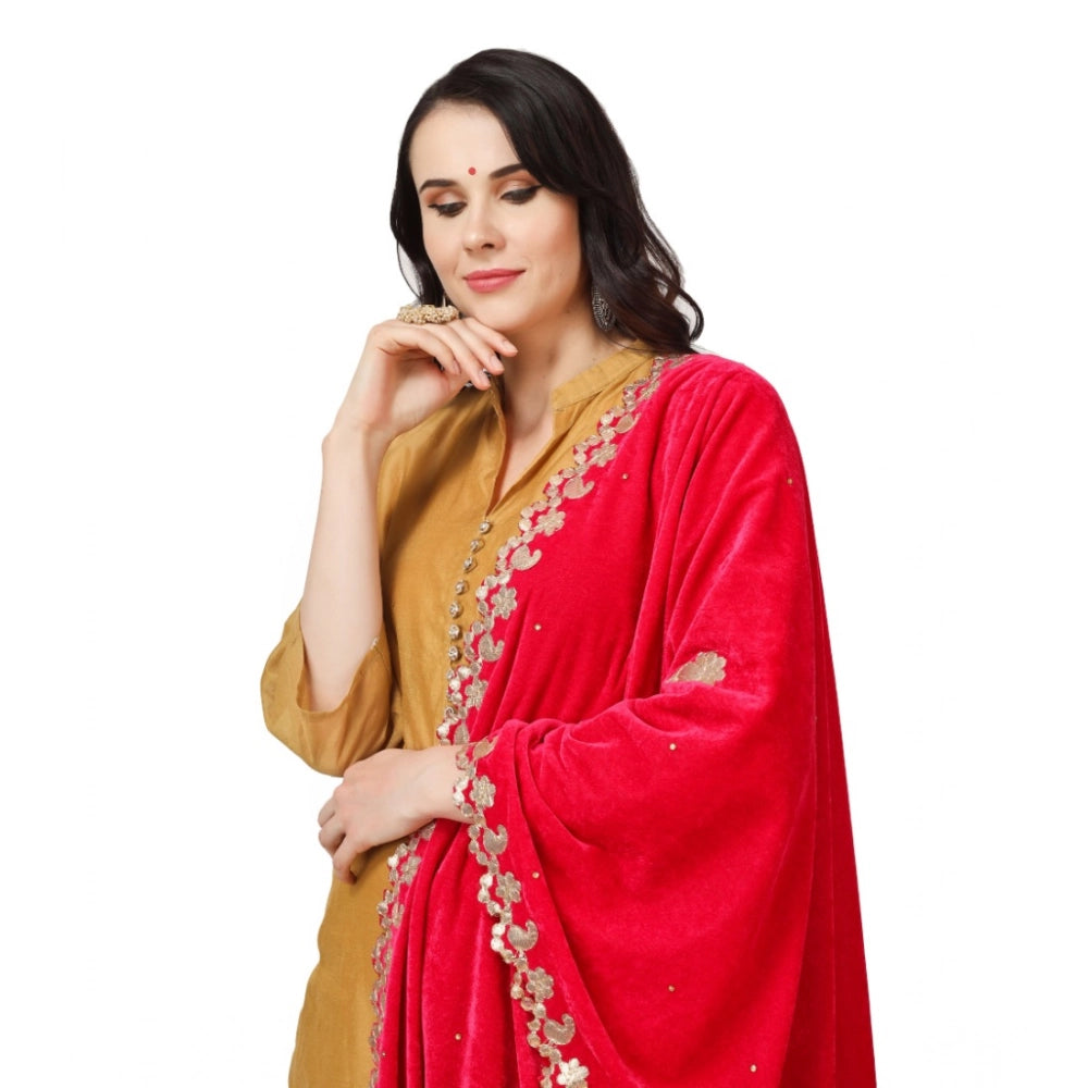Women's Velvet Gotta Patti Dupatta (Pink, Length: 2.25 to 2.50 Mtr)