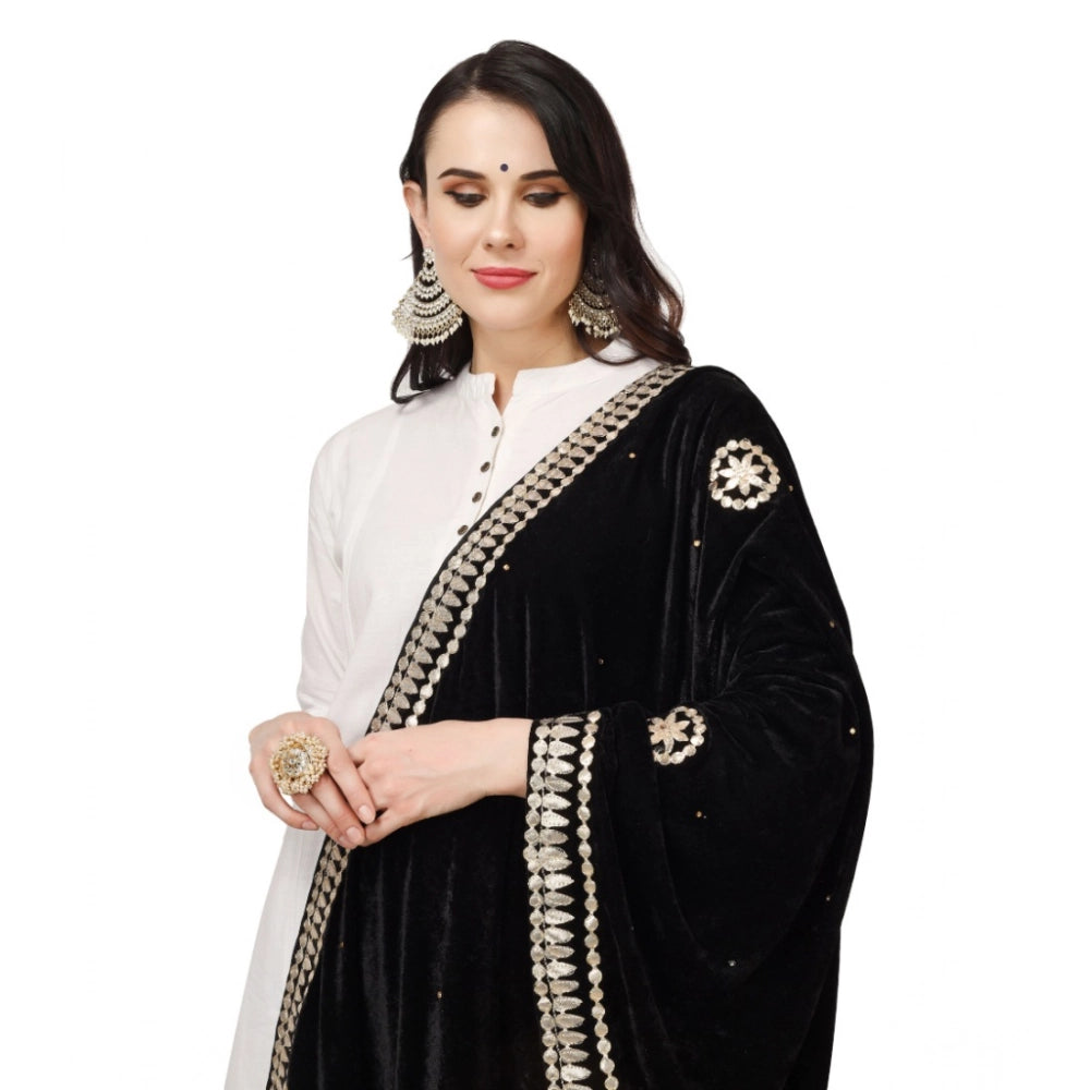 Women's Velvet Gotta Patti Dupatta (Black, Length: 2.25 to 2.50 Mtr)