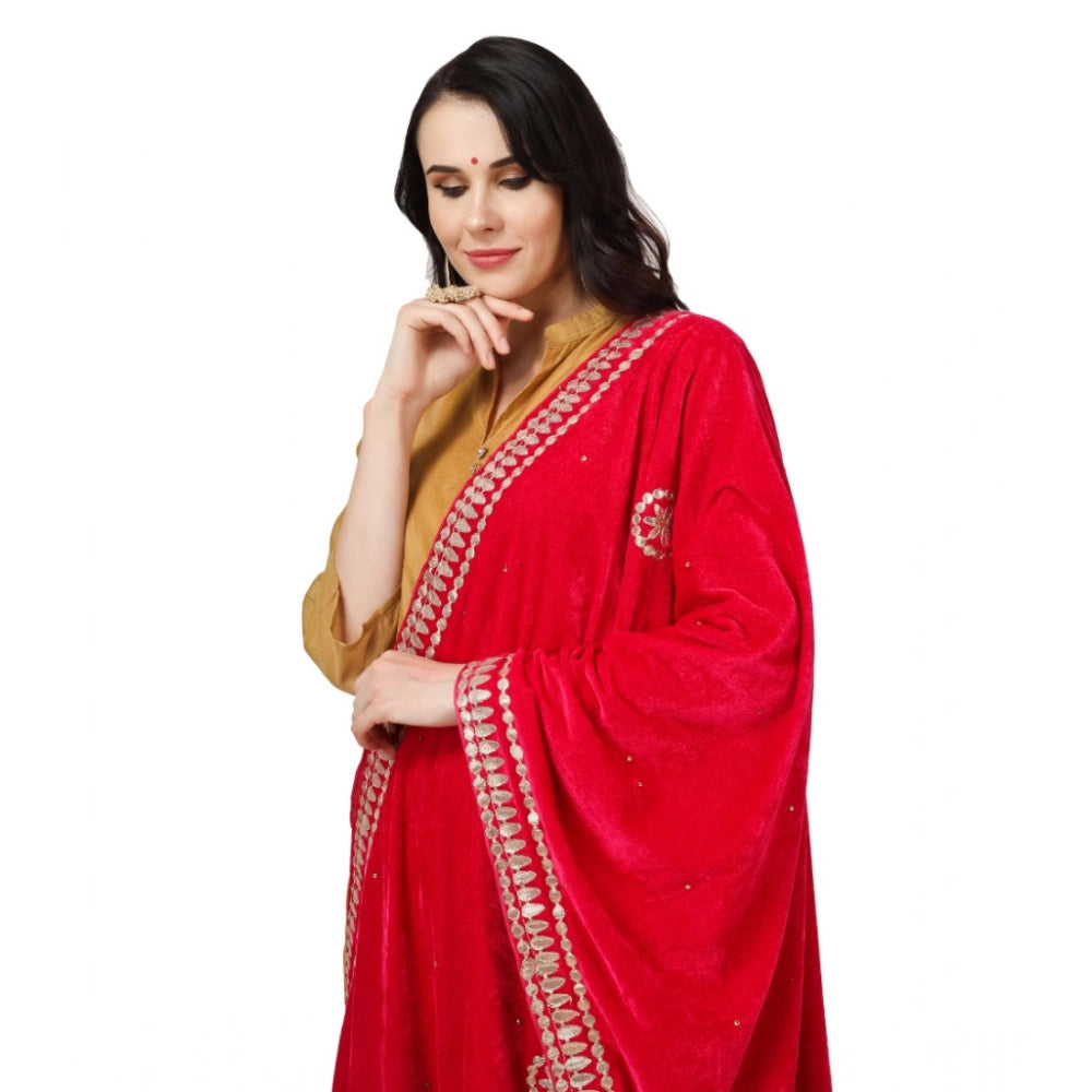 Women's Velvet Gotta Patti Dupatta (Pink, Length: 2.25 to 2.50 Mtr)
