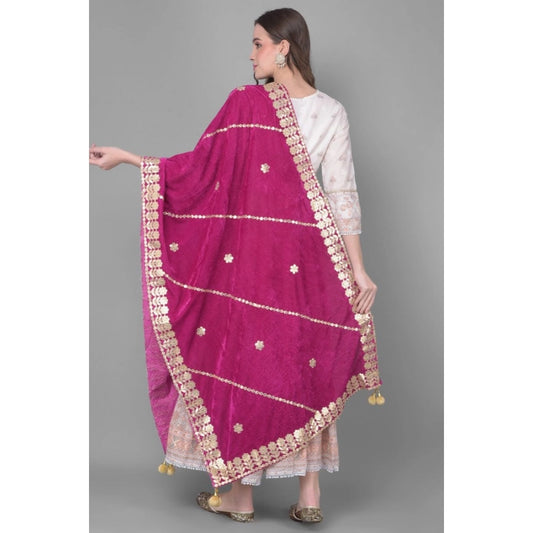 Women's Velvet Gotta Patti Dupatta (Purple, Length: 2.25 to 2.50 Mtr)
