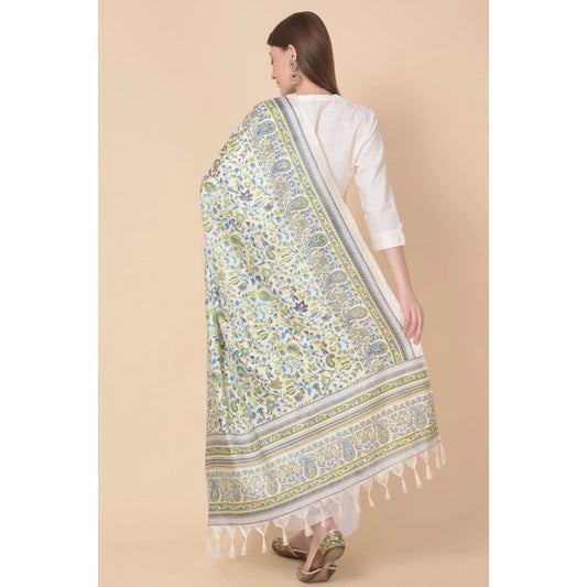 Women's Art Silk Printed Dupatta (Grey, Length: 2.25 to 2.50 Mtr)