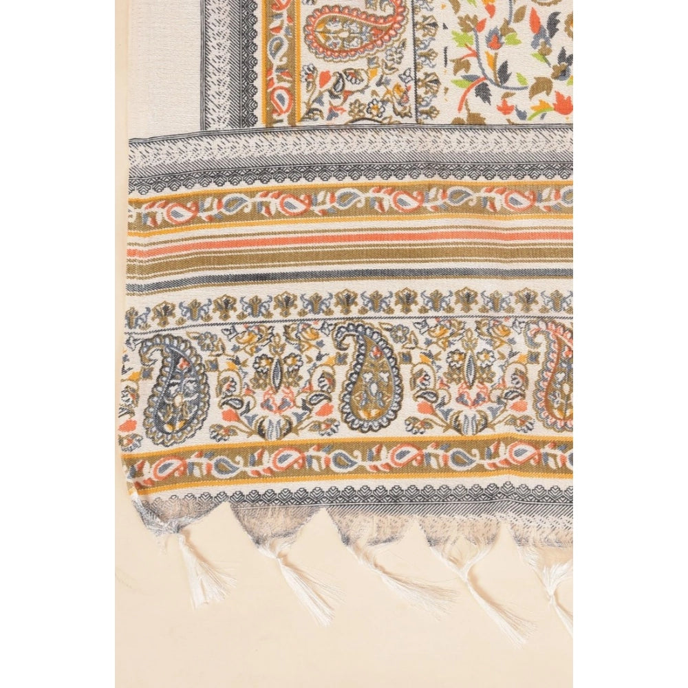 Women's Art Silk Printed Dupatta (White, Length: 2.25 to 2.50 Mtr)