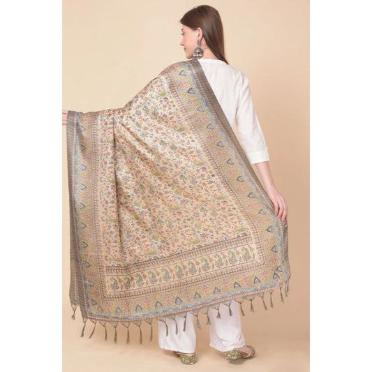 Women's Art Silk Printed Dupatta (Light Brown, Length: 2.25 to 2.50 Mtr)
