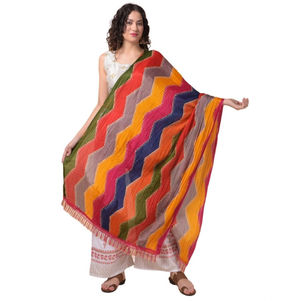 Women's Chanderi Printed Dupatta (Multicolor, Length: 2.25 to 2.50 Mtr)