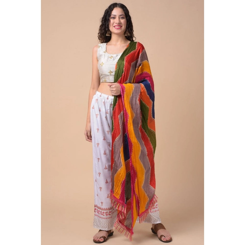 Women's Chanderi Printed Dupatta (Multicolor, Length: 2.25 to 2.50 Mtr)