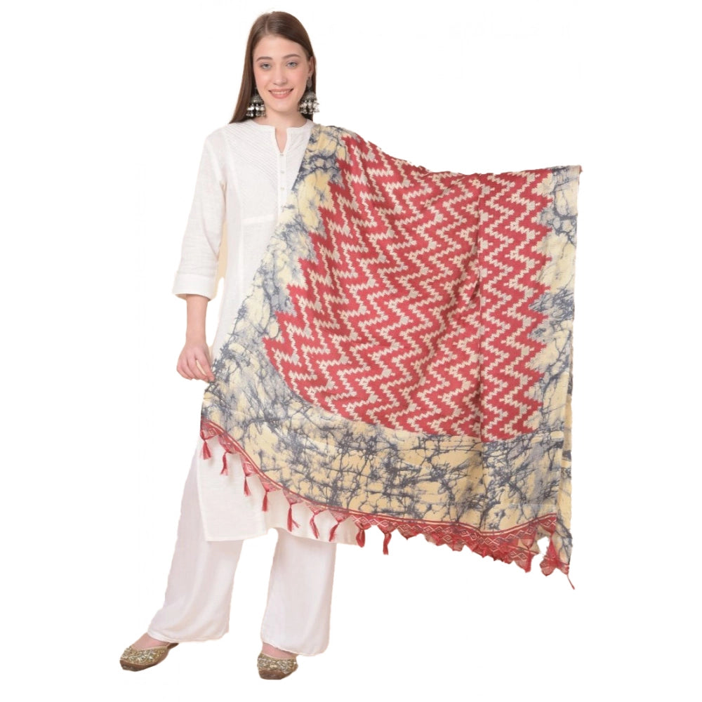 Women's Art Silk Printed Dupatta (Maroon, Length: 2.25 to 2.50 Mtr)
