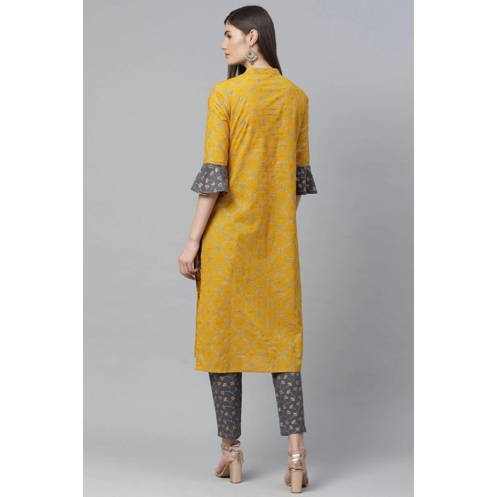Yellow cotton kurti set for women — styled view